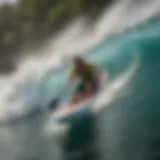 Surf canoe riding a wave