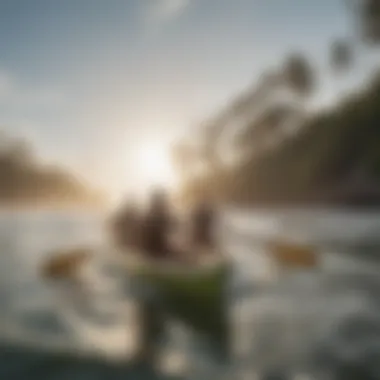 Group of surf canoers enjoying the water