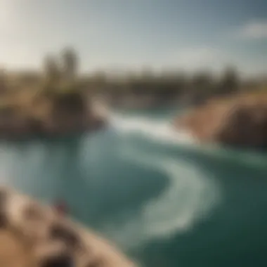 Scenic Landscape of Cable Park Scenic landscape of a cable park with water features