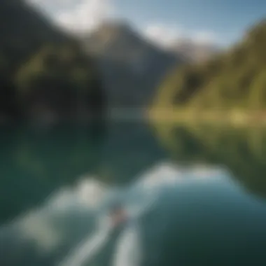 Ideal Location for Wakeboarding Adventures A scenic view of a tranquil lake perfect for wakeboarding activities