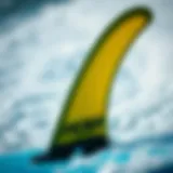 Close-up view of FCS II twin fins showcasing their unique design features