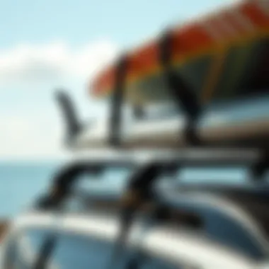 FCS roof straps securing surfboards on a roof rack