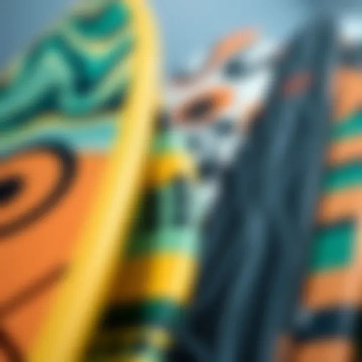 Close-up of boogie board designs and patterns
