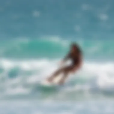 User enjoying a boogie board in the waves