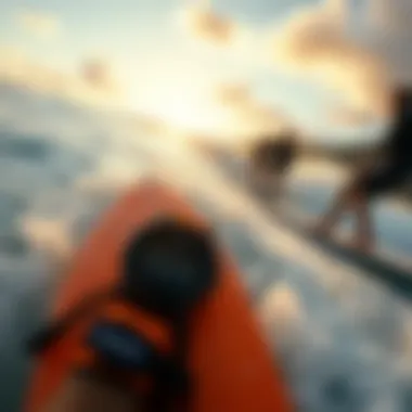 Scenic view of surfers in action with Garmin technology