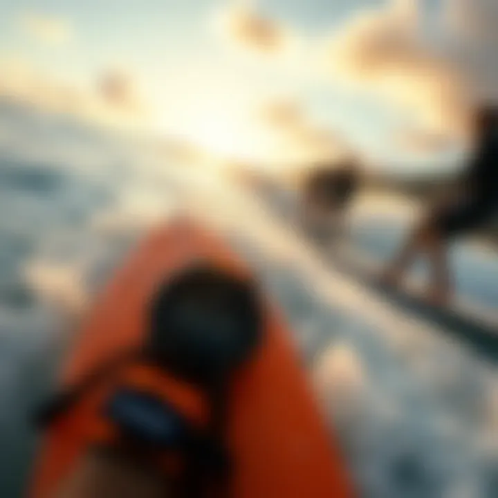 Scenic view of surfers in action with Garmin technology