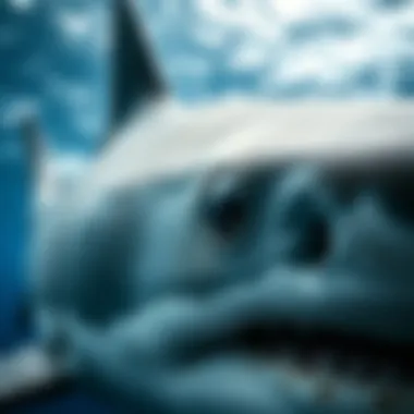 Close-up of great white shark's coloration and texture