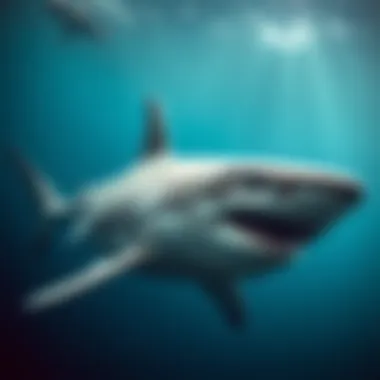 Overview of a great white shark showcasing its streamlined body