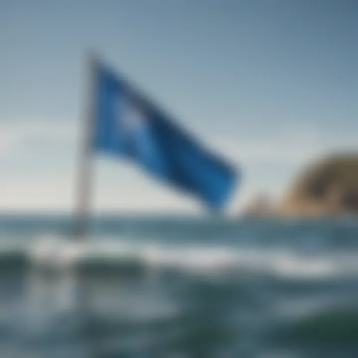 Blue flag indicating a strong current or tide in watersports areas.