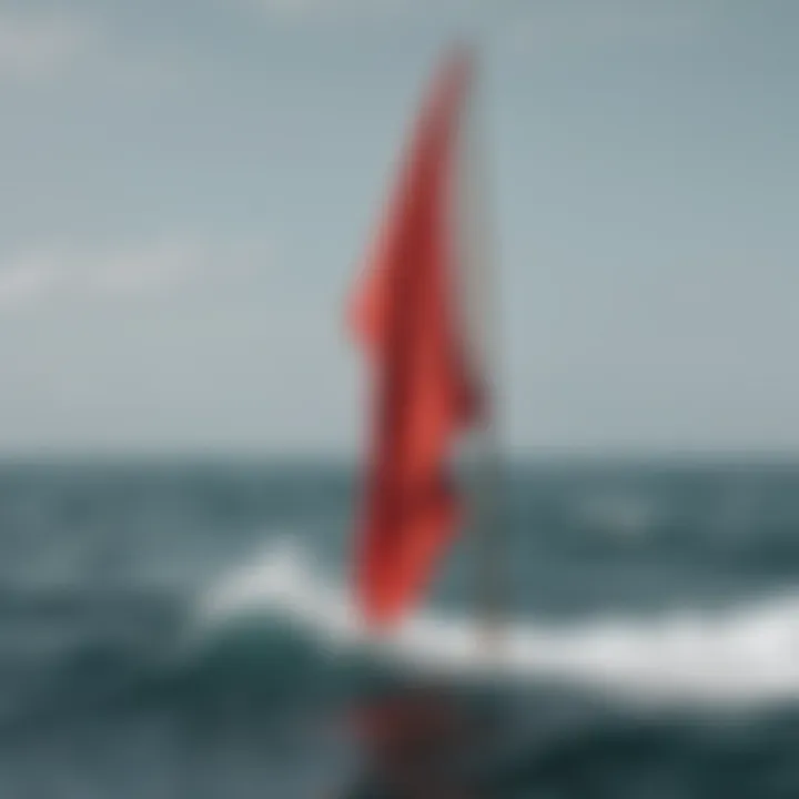 Red warning flag indicating dangerous conditions in watersports.