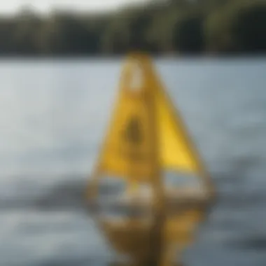 Yellow caution flag signifying moderate hazards in aquatic environments.