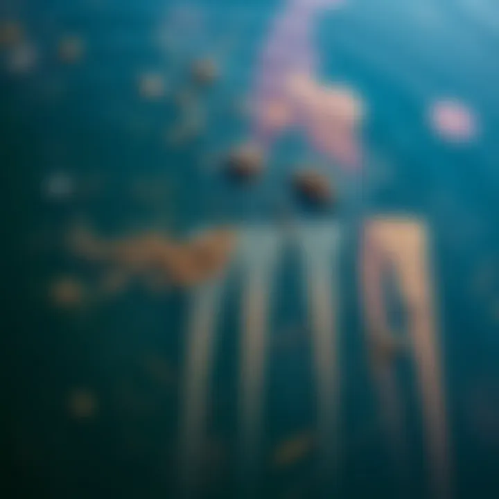 Aerial Perspective of Water Pollution An aerial view of a polluted water body with visible debris and discoloration