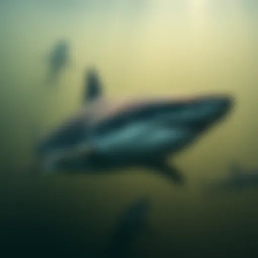 Bull shark swimming in murky waters
