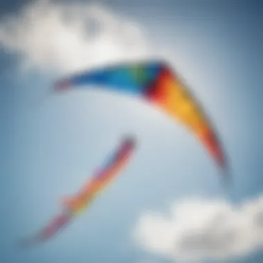 A Vibrant Kite in Flight Vibrant kite soaring high against a clear blue sky