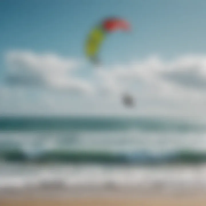 A breathtaking ocean view, perfect for kitesurfing adventures, with clear skies above.