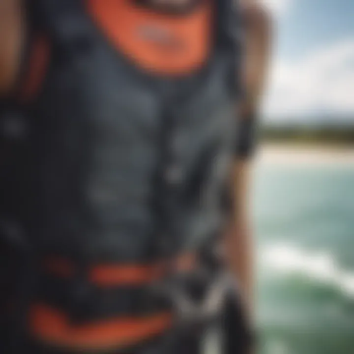 Close-up of kiteboarding harness