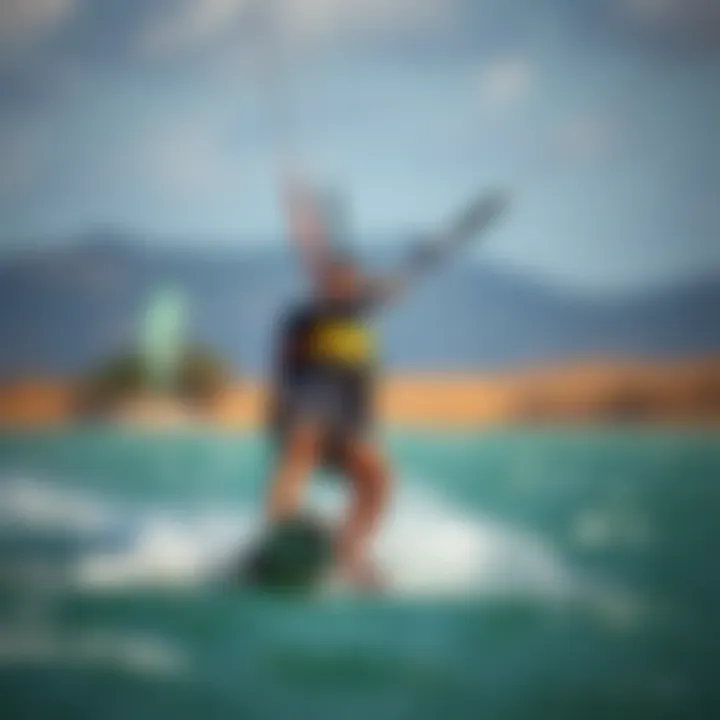 A kiteboarder in action while wearing an impact vest, demonstrating enhanced performance on the water.