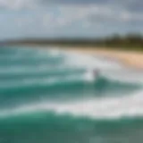 Scenic view of kiteboarding at a beach in Puerto Rico