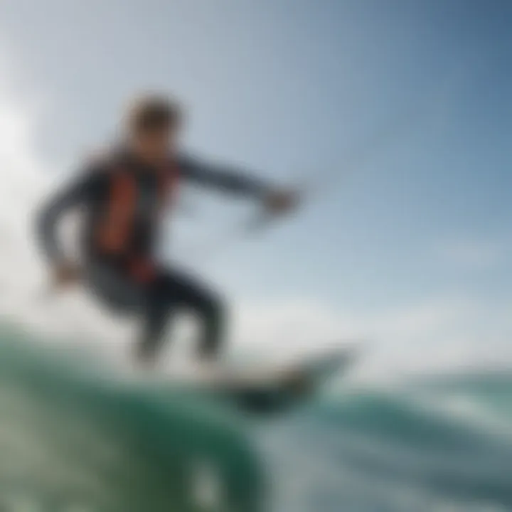 A kitesurfer skillfully maneuvering across the waves