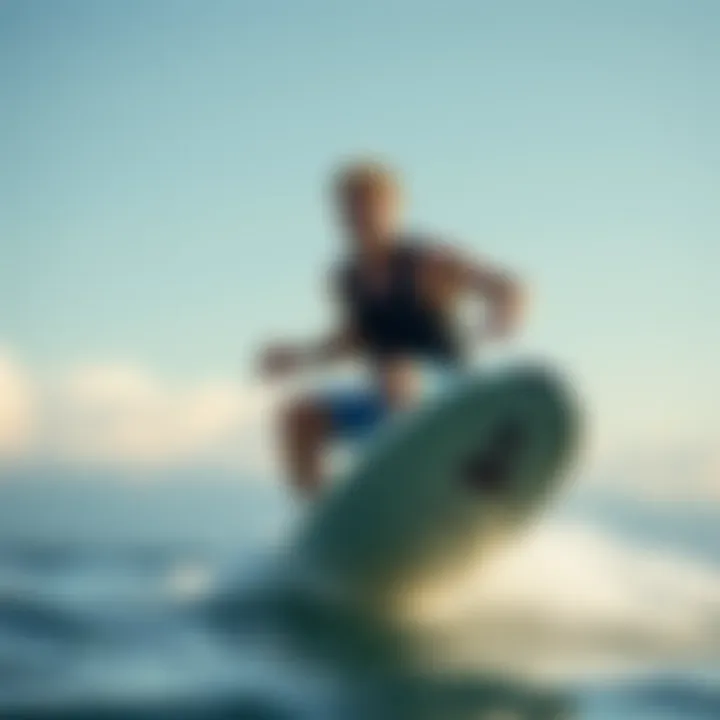 User enjoying a ride on a Lampuga electric surfboard
