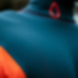A close-up view of a lycra wetsuit highlighting its texture and flexibility.
