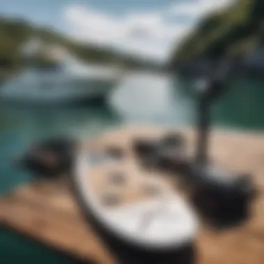 Essential Equipment for Boat Surfing Essential equipment for boat surfing laid out on a dock