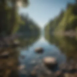 A serene lakeside setting perfect for skipping stones.