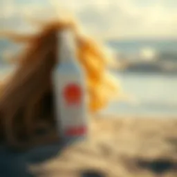 Illustration of Sun Bum Anti Frizz Spray in a beach setting