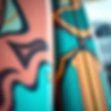Artistry of Surfboard Designs Close-up of surfboard designs and textures