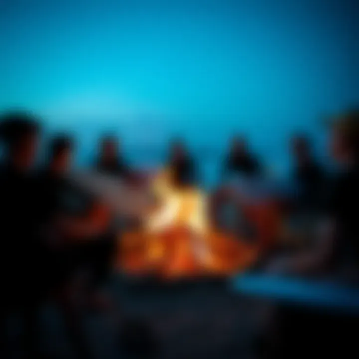 Community Bonding Among Surfers A group of surfers sharing stories around a bonfire