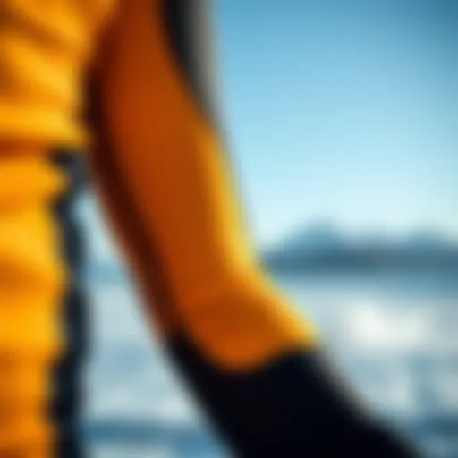 A close-up view of a neoprene suit showcasing its texture and flexibility