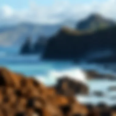 Oahu's Majestic Coastline and Surf Oahu coastline with waves crashing against the rocks