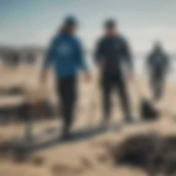 Volunteers participating in beach cleanup efforts