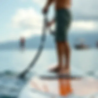 Captivating paddleboarding experience on serene waters