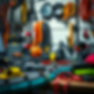 An organized workspace showcasing essential kite accessories for kitesurfing