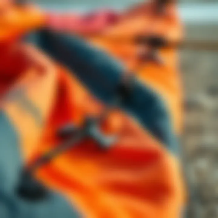 Close-up view of high-quality kite materials and construction details