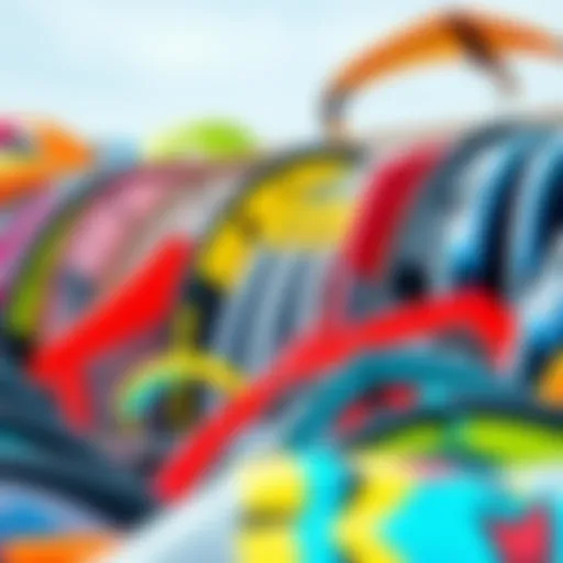 A vibrant selection of kites in various shapes and sizes displayed for online shopping