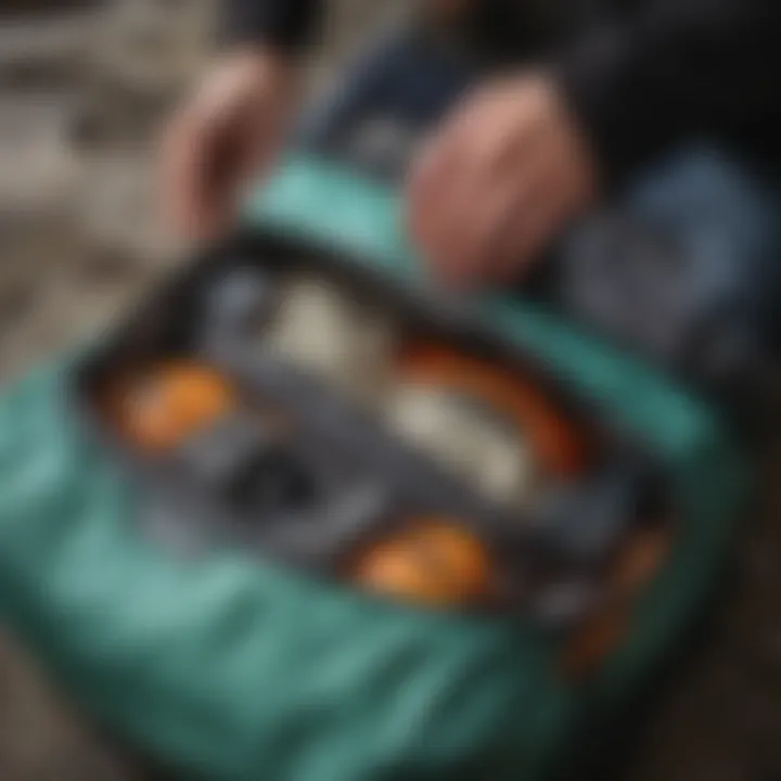 Interior view of the Patagonia Atom 8 Liter Sling Bag displaying storage compartments