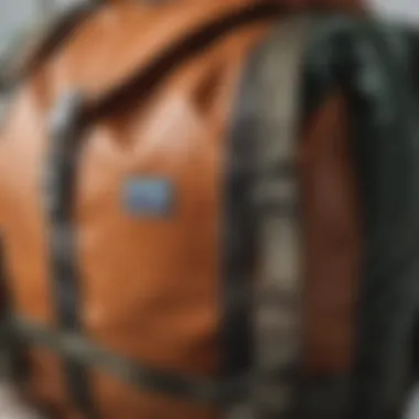 Detailed view of Patagonia duffle backpack showcasing its durable material