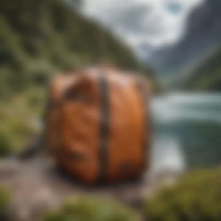 Patagonia duffle backpack in a natural environment, highlighting eco-friendly aspects