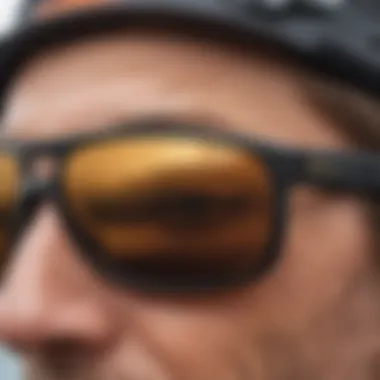 Close-up view of Polar One sunglasses highlighting lens technology