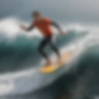 A sleek remote control surfer toy gliding over ocean waves