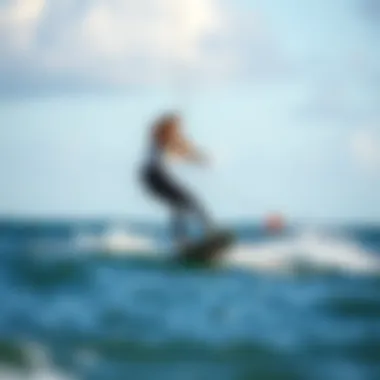 Rider showcasing techniques on electric foil board