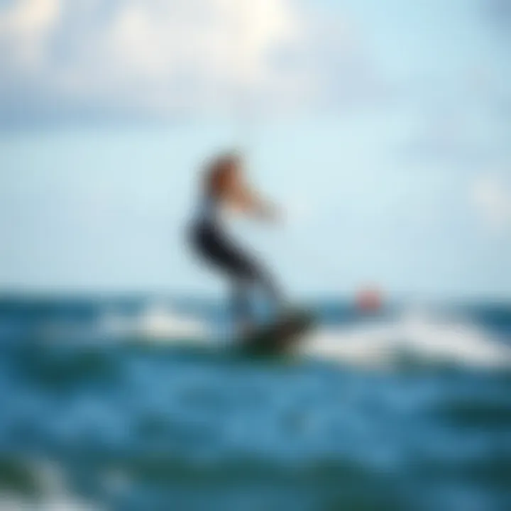 Rider showcasing techniques on electric foil board