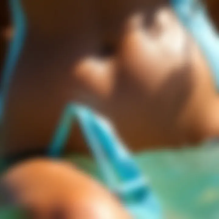 Close-up of Roxy thong swimsuit fabric highlighting quality materials