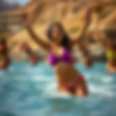 Athletic individual enjoying water sports in Roxy thong swimsuit