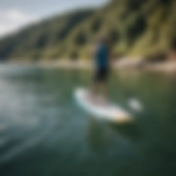 Paddleboarder enjoying a day on the water with the right paddle