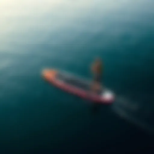 Gliding Innovation in Aquatic Mobility A self-propelled stand-up paddle board gliding smoothly on a serene water surface
