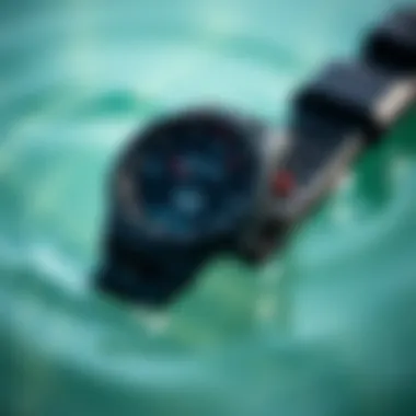 Close-up of a shark leash watch displaying time and aquatic features.