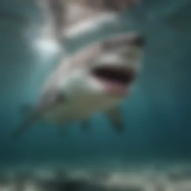Great White Shark in Its Natural Habitat A majestic great white shark gliding through clear waters.